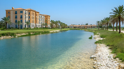 Obraz premium Luxury Apartments by Waterway