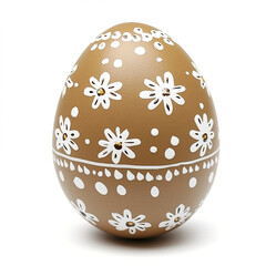 Decorative Easter egg with floral patterns on white background