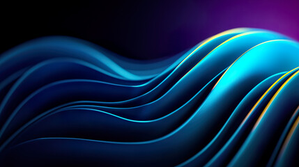 Obraz premium Minimalistic Holographic Polygonal Waves with Glowing Neon Outlines and Abstract Liquid Motion 