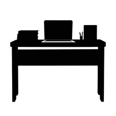 Desk black and white silhouette