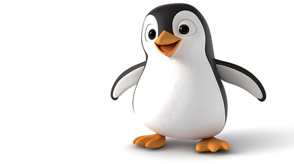 Fototapeta premium A cartoon penguin is standing on a white background. generated using AI