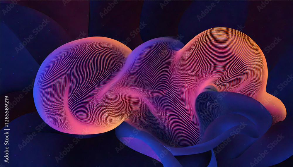 Poster a vibrant abstract 3d render with flowing shapes and a captivating color gradient