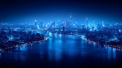 Night City Skyline River View