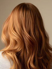 Naklejka premium Lustrous Red Hair Flowing in Soft Waves Ideal for Hair Color and Style Themes : Generative AI