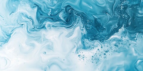 Naklejka premium Abstract blue water liquid marble texture with swirls and bubbles
