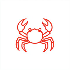 Red Crab Line Art Illustration Seafood Icon Crustacean Graphic