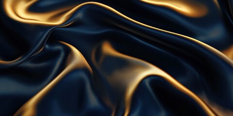 Fototapeta premium Abstract wavy lines of dark blue and golden liquid waves