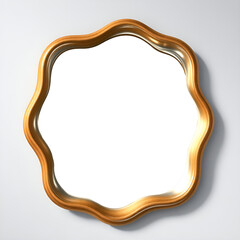 golden Wooden frame on white background