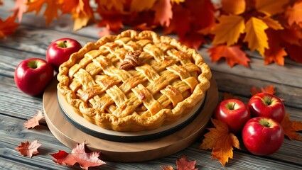Apple pie. Traditional american apple pie with fresh apples and cinnamon.Homemade delicious fresh baked rustic apple pie