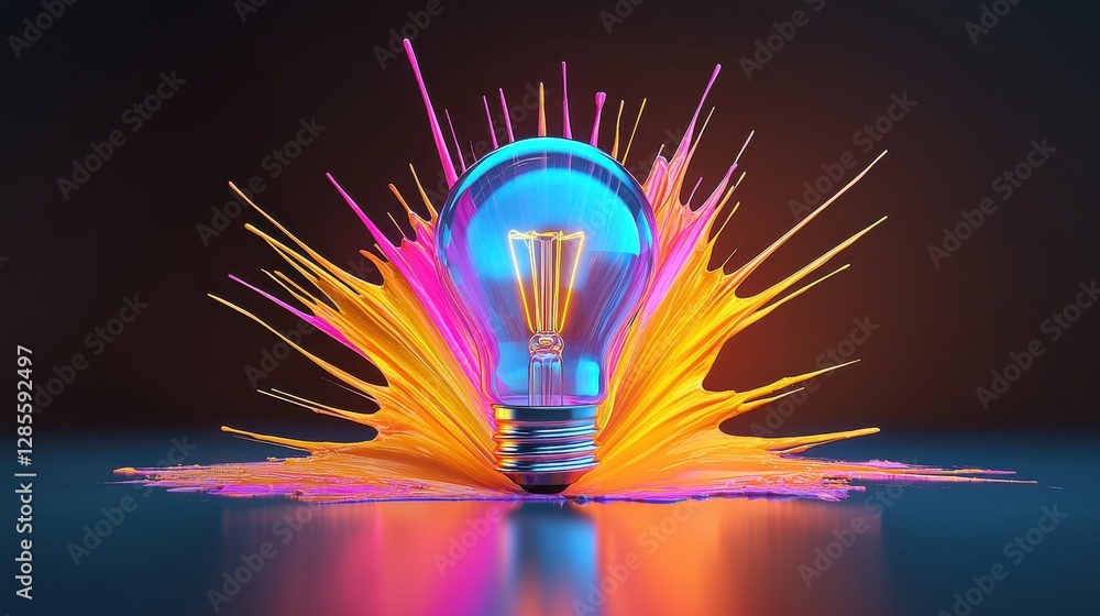 Poster vibrant and dynamic abstract image of a colorful burst of light electricity and energy symbolizing a