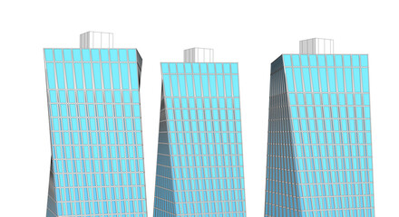 Modern Glass Facade Skyscrapers. Minimalist Architectural Urban Skyline with Contemporary Buildings