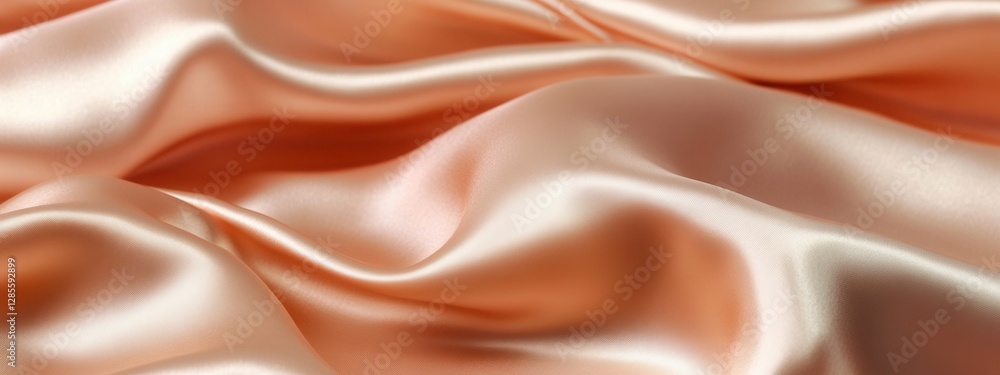 Poster elegant soft satin fabric in warm peach tone with gentle waves and textured surface