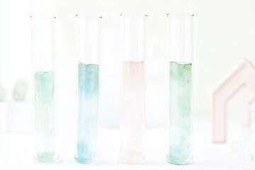 Colorful liquids in glass tubes create vibrant, scientific atmos