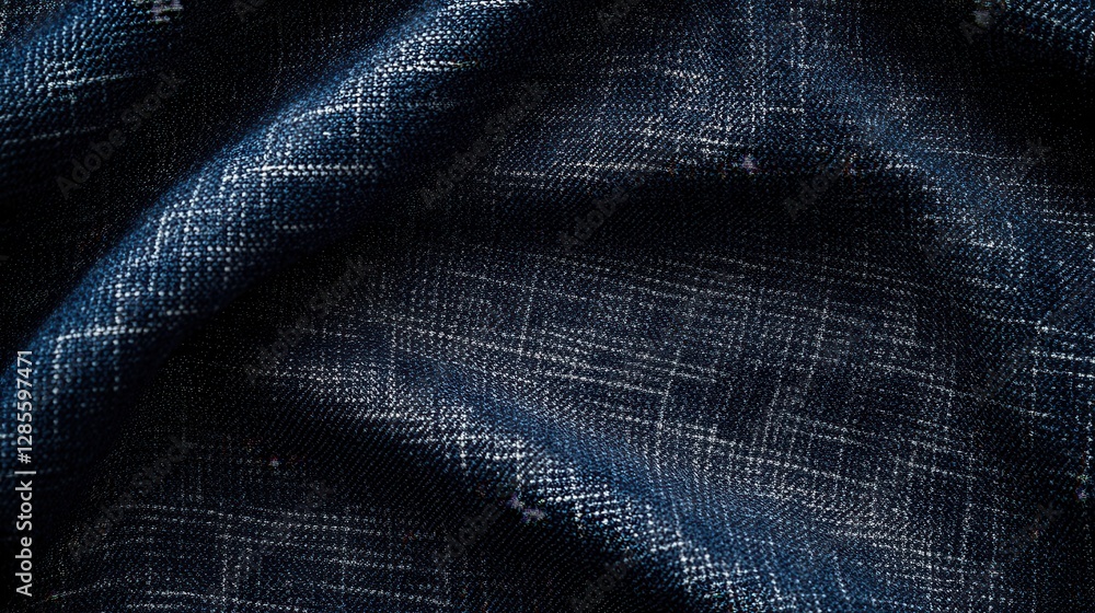 Poster dark denim fabric texture with subtle patterns and fine weave for fashion and design use