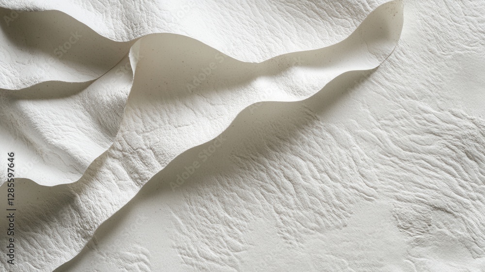Aufkleber textured white paper surface with elegant curves and soft shadows for art and design projects