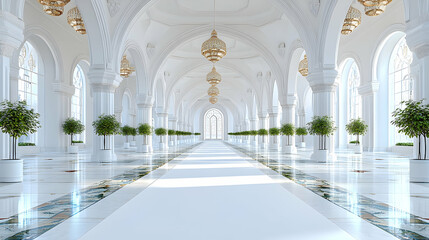 Obraz premium White Mosque Hallway, Elegant Interior