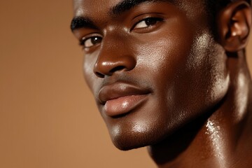 Obraz premium Close-up portrait highlighting smooth skin and strong facial fea