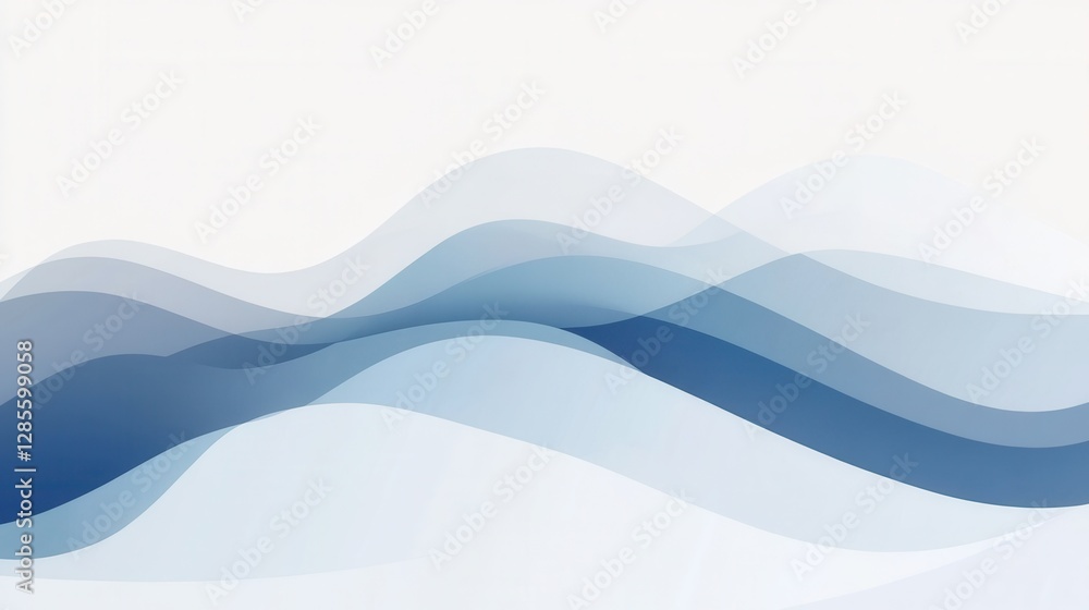 Poster abstract smooth waves design in soft blue tones for background and textures use