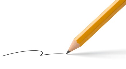 Yellow Pencil Drawing Simple Line Art Sketch Writing Graphic Design