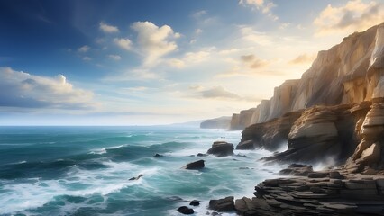 Obraz premium waves crashing on rocks