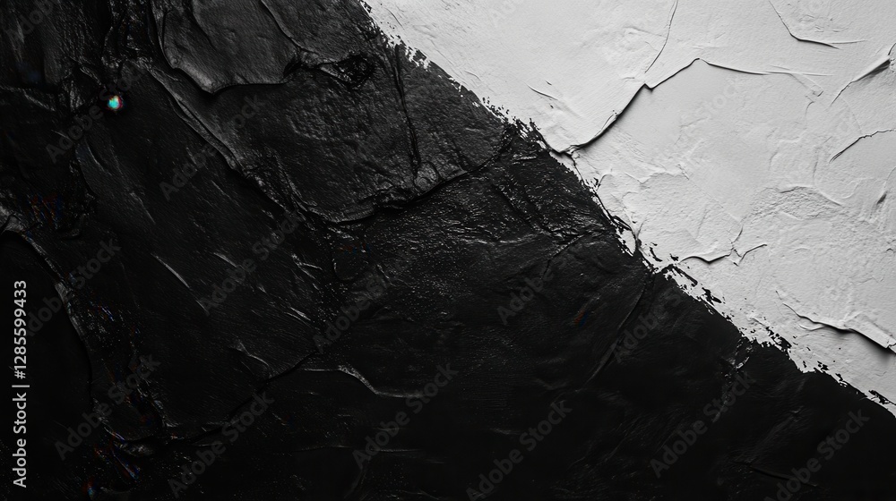 Poster abstract black and white textured paint surface with dynamic lines and unique patterns