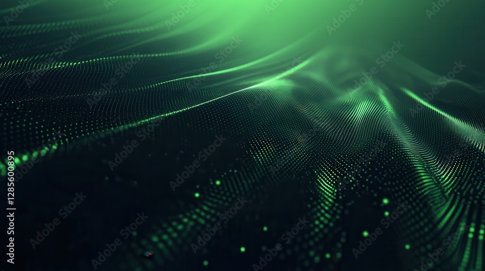 Poster abstract green wavy background with dots and patterns for modern design projects