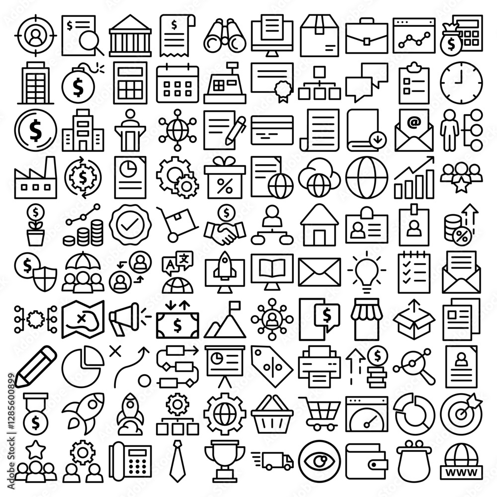 Aufkleber Simple Set business icon template editable. Finance pack symbol vector sign isolated on white background illustration for graphic and web design
