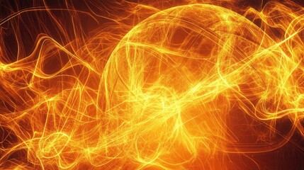 Obraz premium Vibrant Abstract Energy Wave in Fiery Orange with Dynamic Flow and Ethereal Light Effects