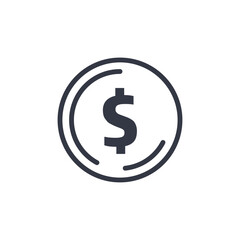 coin icon symbol vector sign isolated on white background illustration for graphic and web design