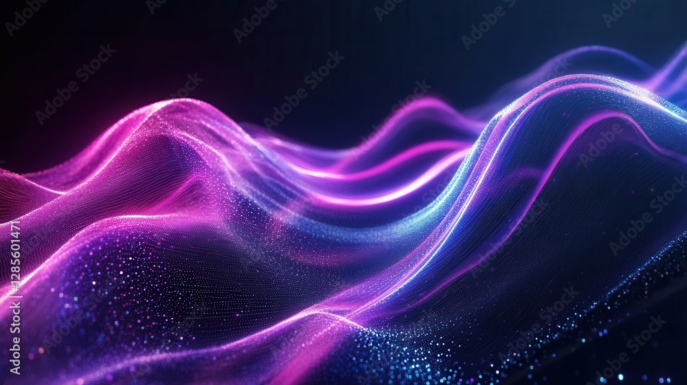 Poster abstract waves of colorful light in motion creating a dynamic visual display for backgrounds