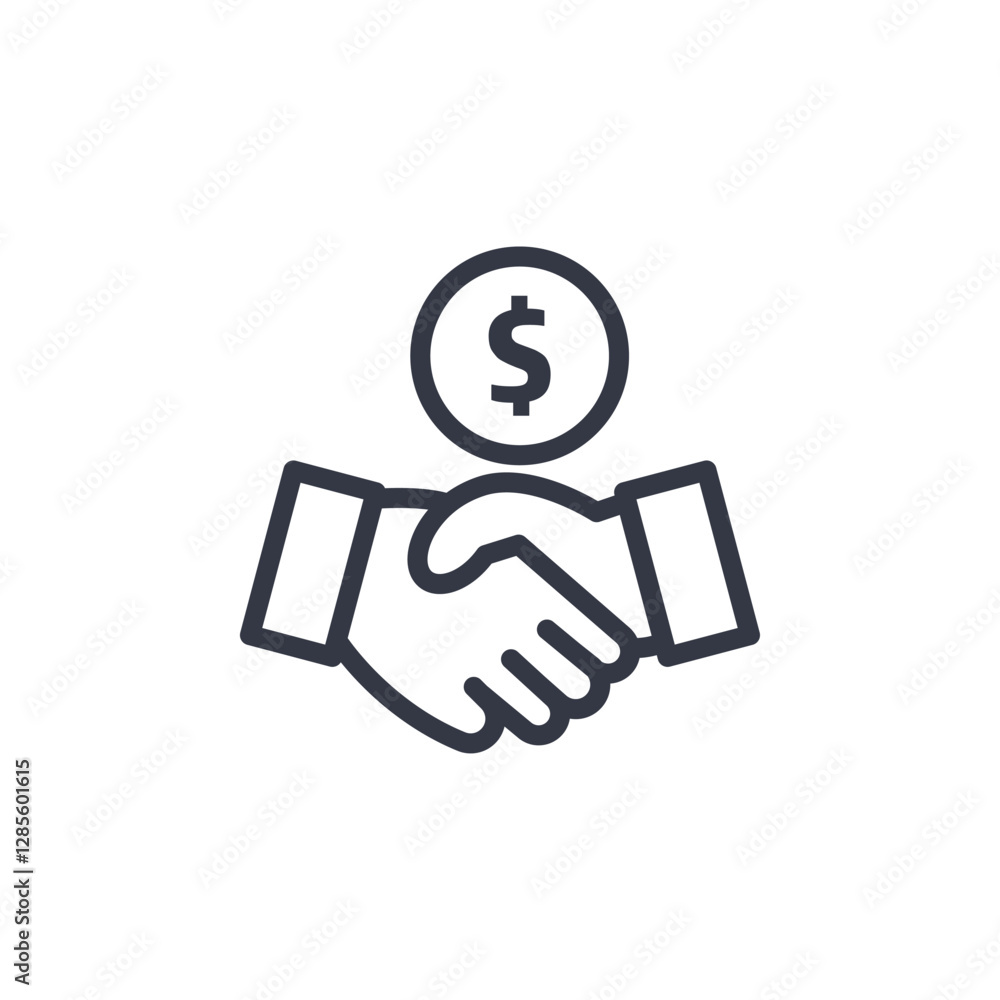 Poster handshake icon symbol vector sign isolated on white background illustration for graphic and web desi