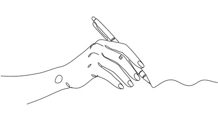 Hand Drawn Single Line Art Pen Writing Sketch Minimalist