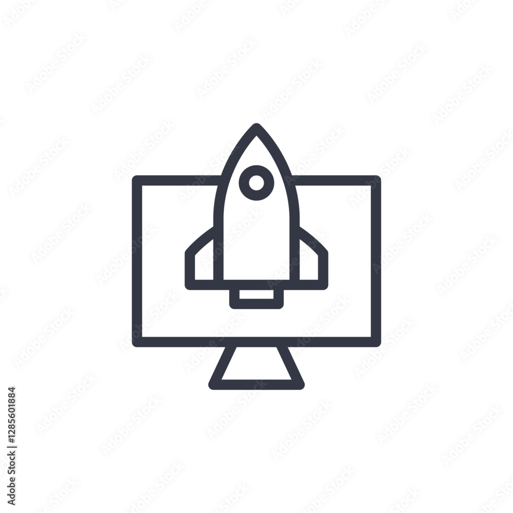 Aufkleber launch icon symbol vector sign isolated on white background illustration for graphic and web design