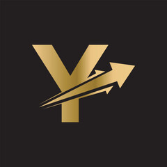Initial Arrow Logo combine with letter Y vector template