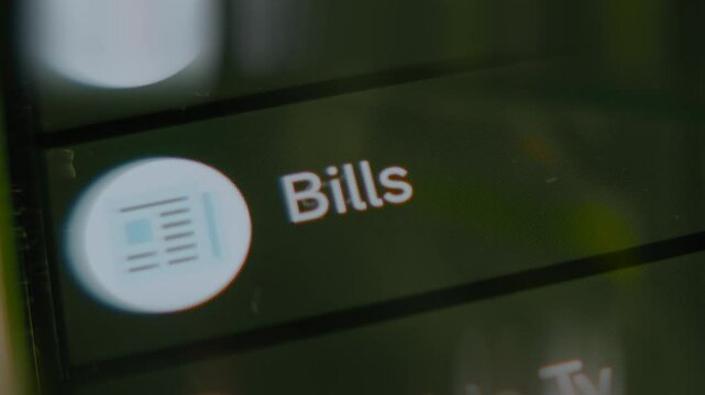 Bills category on money tracker app
