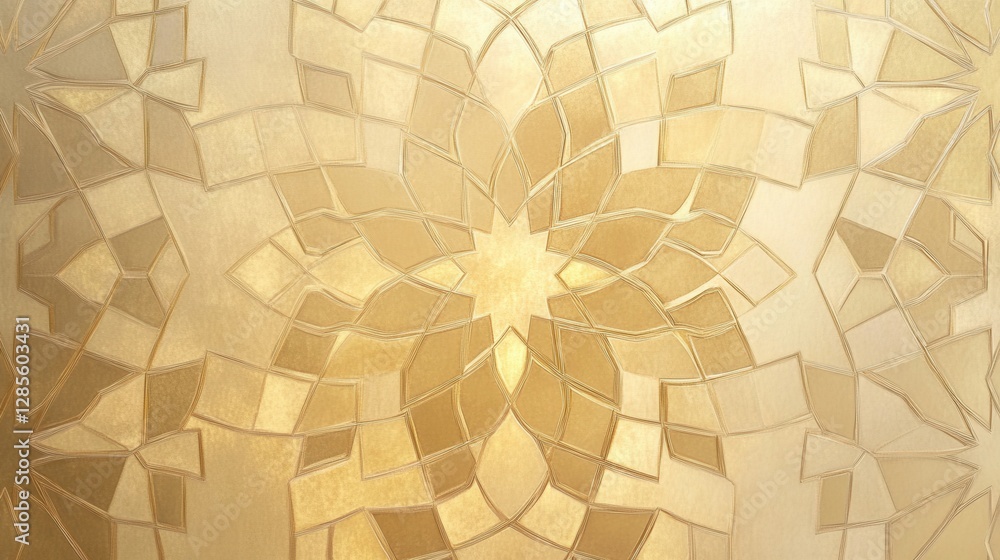 Poster intricate golden mosaic pattern design with geometric shapes and textures for background use