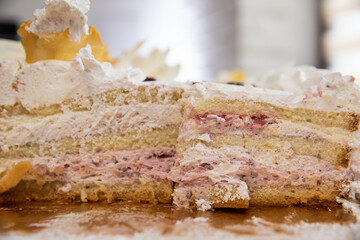 Enjoy a Delicious Layered Cake with Cream and Sweet Berry Filling, ideal for celebrations