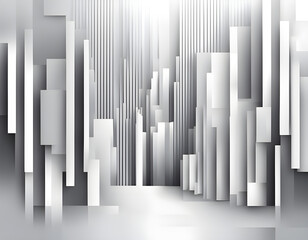 Obraz premium Abstract white and gray geometric square shape overlapping striped lines background.