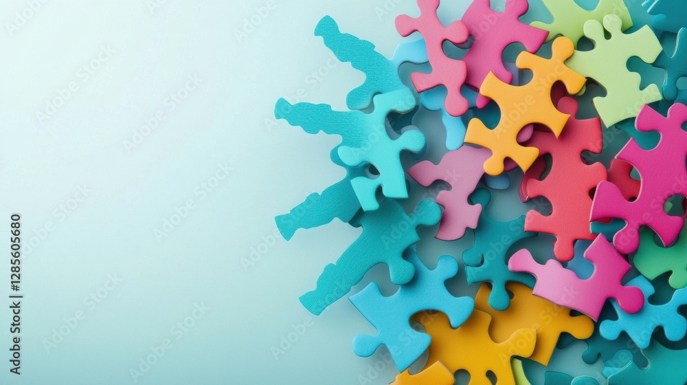 Aufkleber multicolored puzzle pieces arranged in a creative pattern symbolizing problem solving