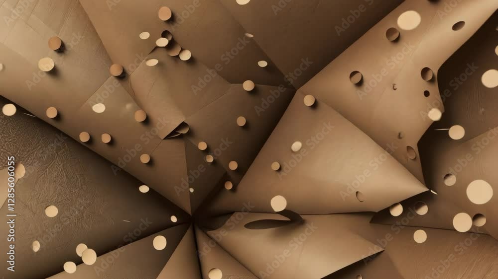 Poster a brown background with many small circles scattered throughout. the circles are of different sizes 
