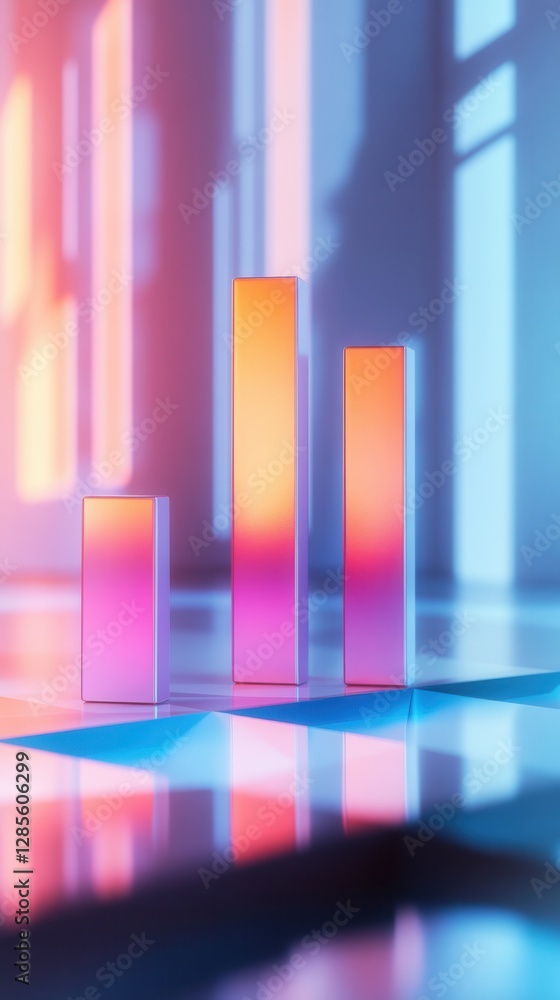Poster colorful abstract bars showing growth and data representation in modern design setting