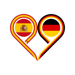 friendship concept. heart symbol icon of spain and germany flags. vector illustration isolated on white background
