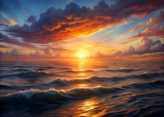 Obraz premium sunset over the ocean Over and reflected in Sea and Lake, landscape, travel, Sea tropical beach