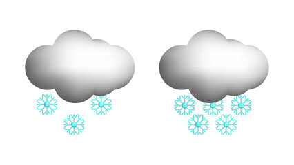 Weather 3d icons realistic isolated vector set. Heavy snowfall. Design weather app web site game logo banner. Meteorology concept.