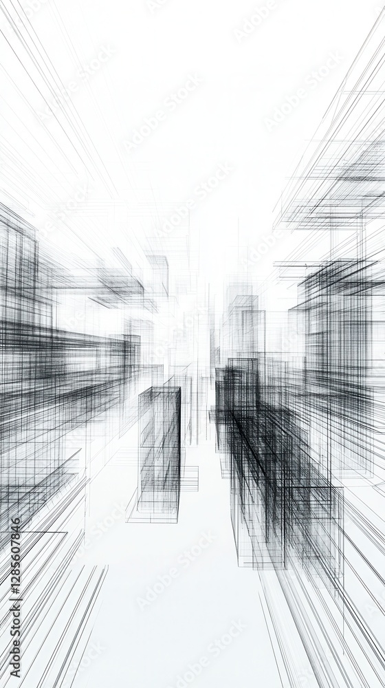 Poster abstract perspective lines creating dynamic cityscape with depth and motion effect