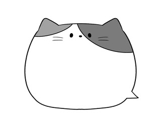 白黒　かわいい三毛猫の吹き出し