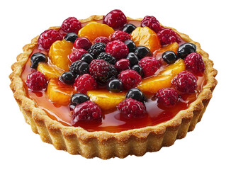 Vibrant Seasonal Fruit Tart Decorated with Colorful Berries and Citrus Slices