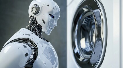 Android robot efficiently washes laundry in modern home environment