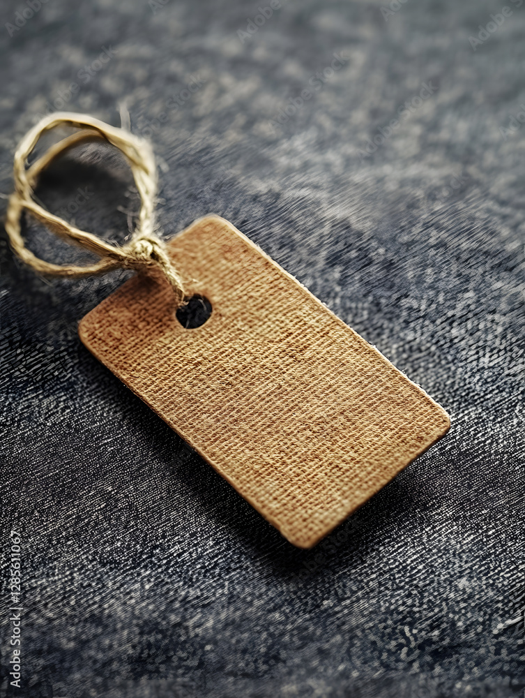 Aufkleber Natural Rustic Tag with Twine on Textured Background for Eco-Friendly Branding : Generative AI