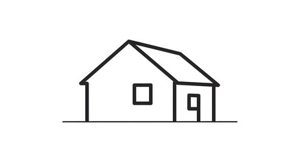 Simple Line Drawing of a House Home Roof Walls Windows Door